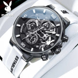 PLAYBOY Casual Quartz Luxury Sports Luminous Waterproof Fashion High-end Silicone Strap Men's Wristwatch