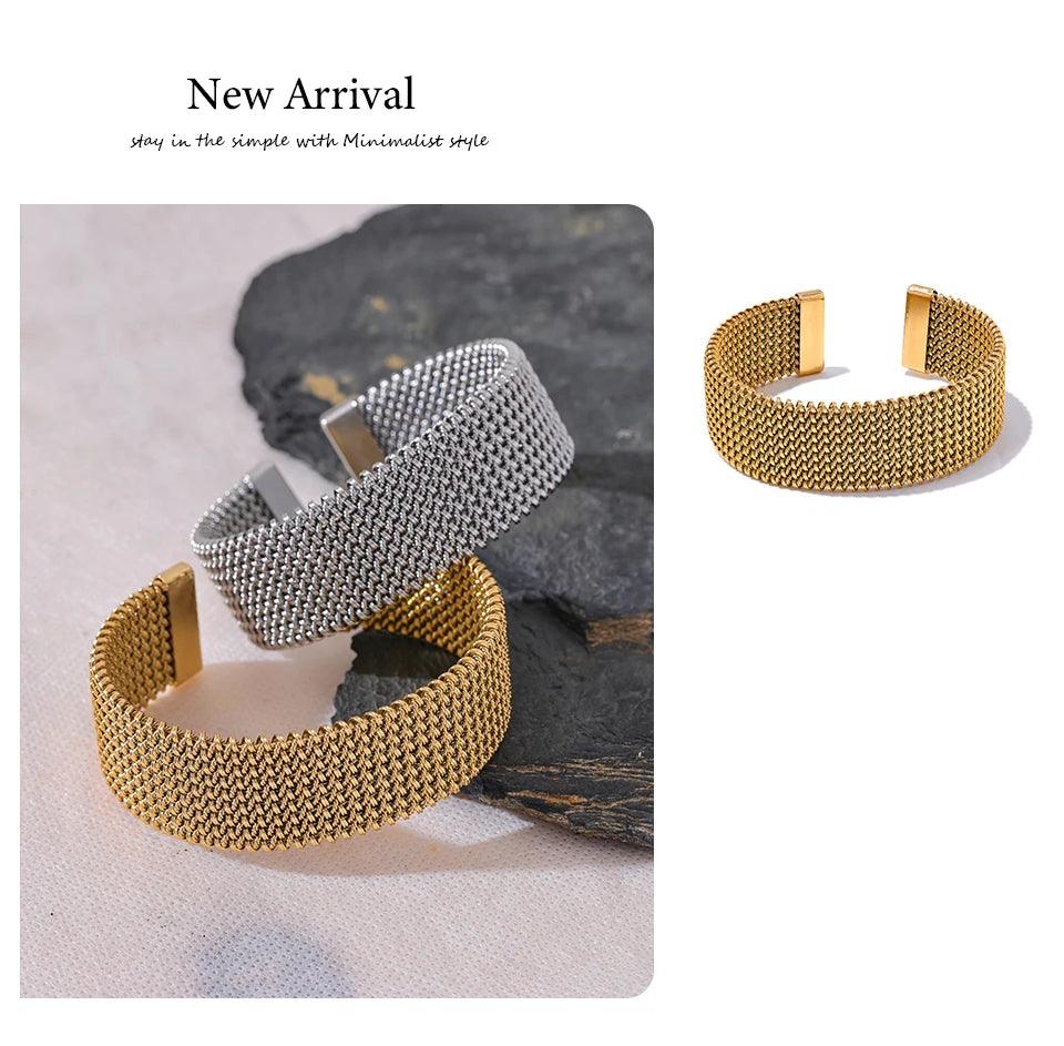 New Waterproof Stainless Steel Metal Wide Open Bracelet Bangle for Women High Quality Statement Daily Jewellery - The Jewellery Supermarket