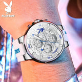 PLAYBOY Top Brand High Quality Luxury Men Watch Silicone Strap Waterproof Fashion Quartz Men's Watches