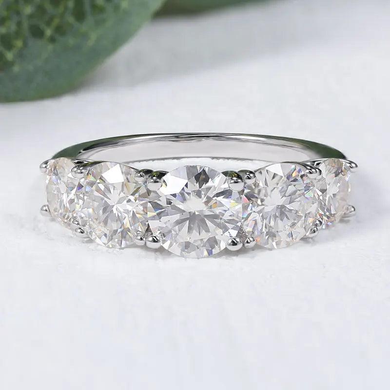 5 Stones 18KGP 3.6CT All Moissanite Sparkling Diamonds Rings for Women Engagement Wedding Sterling Silver Jewellery