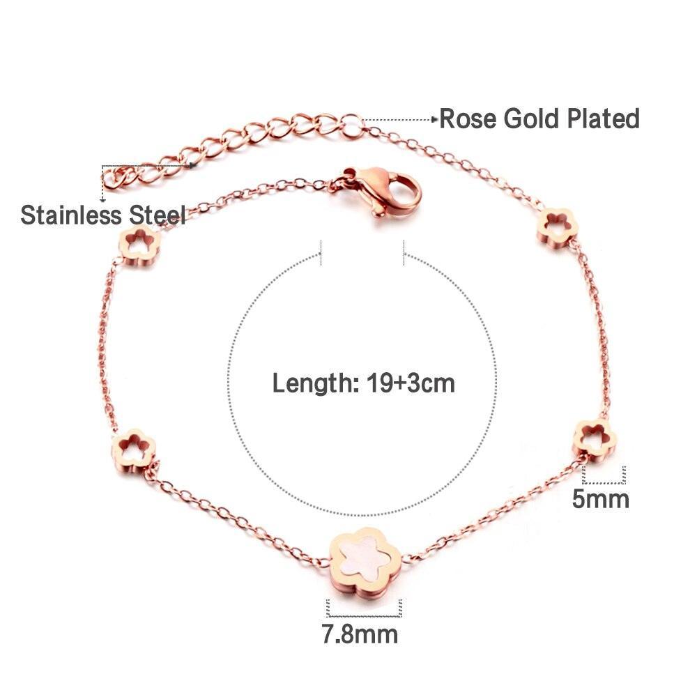 Elegant White Shell Charm Bracelet For Women - Hollow Flower Chain Stainless Steel Luxury Jewellery  - The Jewellery Supermarket