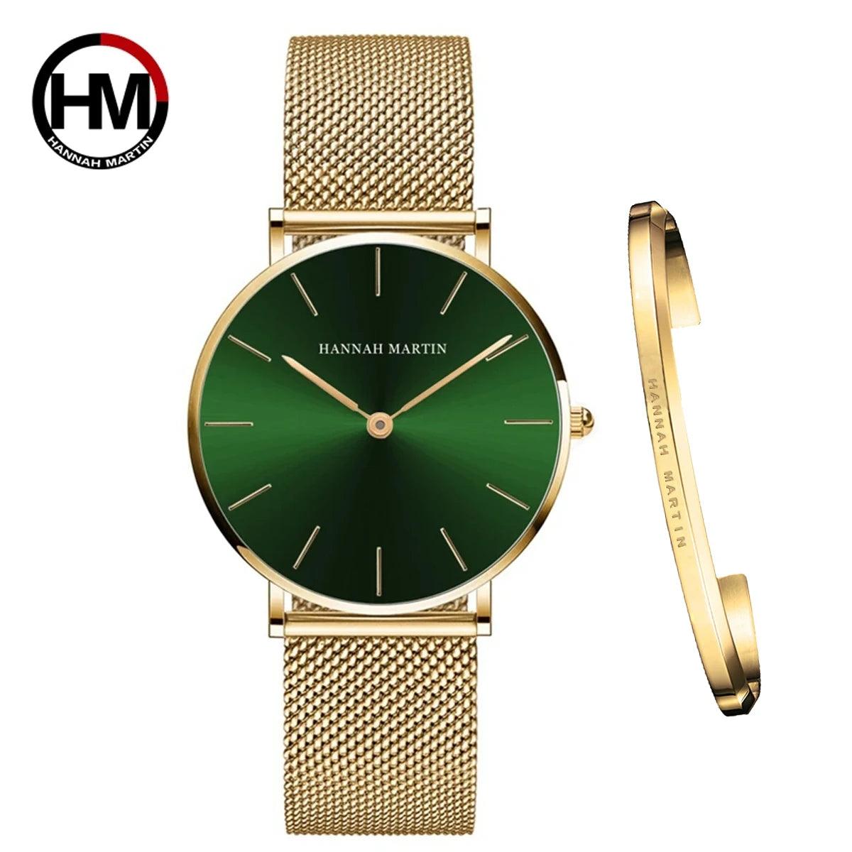 Elegant Creative Design Rose Gold Tone 1 Set Bracelet Quartz Watch Waterproof Stainless Steel Mesh Ladies Watches