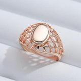 Marvelous Classic Simple Weaving Glossy 14K Filled Rose Gold Big Rings for Women  Ethnic Wedding Jewellery
