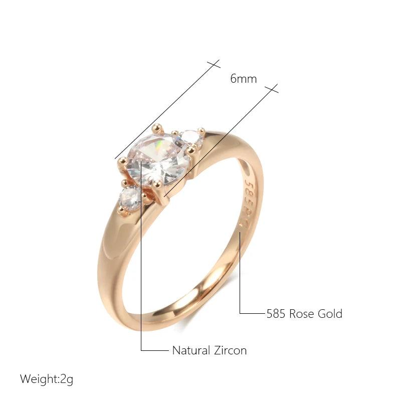 Sparkling AAA White Zircon 14K Rolled Rose Gold Luxury Romantic Wedding Engagement Fine Jewelry Ring For Women
