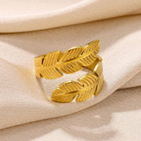 New In 18k Gold Colour Stainless Steel Rings For Women - Punk Hippie Foliage Open Party Jewellery Ring - The Jewellery Supermarket