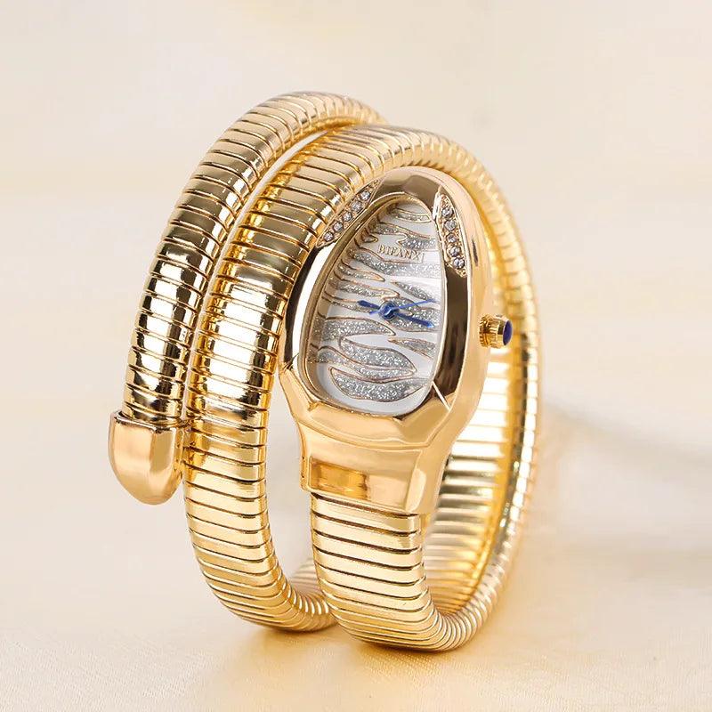 New Top Creative Design Pattern Dial  Snake Shape Quartz Ladies Watches - Fashion Unique Strap Waterproof Wristwatch