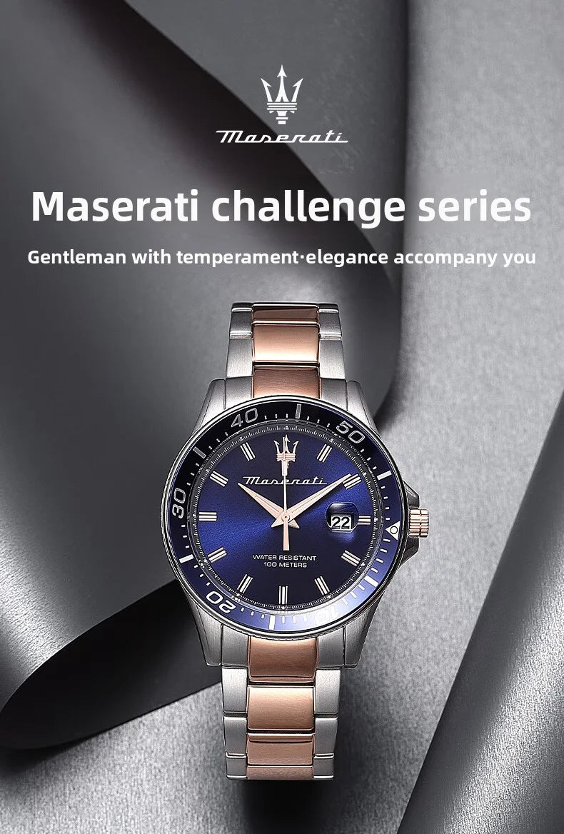 High Quality Maserati Waterproof Men's Business High-grade Green Water European and American Dial Quartz Watch