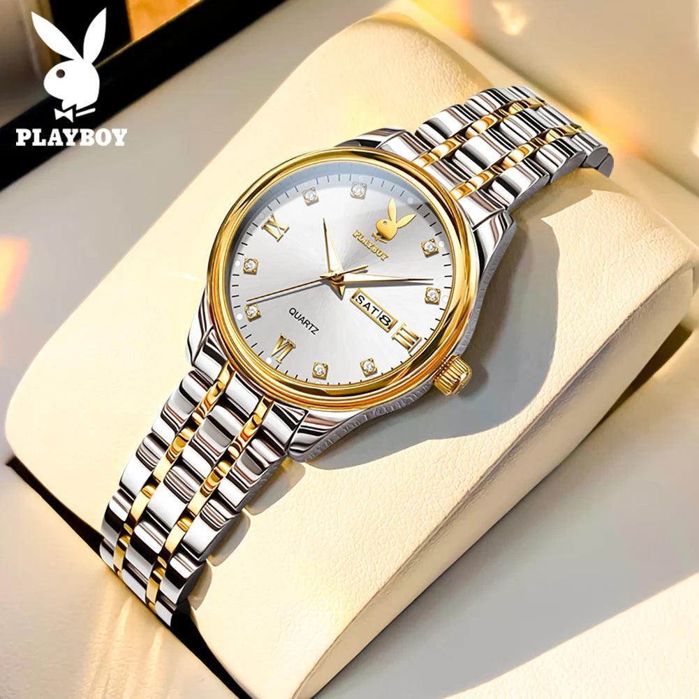 Elegant Fashion Luxury Brand Stainless Steel Waterproof Calendar Luminous Original Quartz Women's Wristwatches