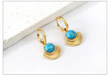 Stainless Steel Geometric White Shell Heart Round Square Shape Bee Moon Crown Hoop Earrings For Women, Girls - The Jewellery Supermarket