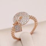 Luxury Bride Wedding Lock 14K Filled Rose Gold Ring Micro Inlays Covered AAA Zircon Diamonds - Fine Jewellery