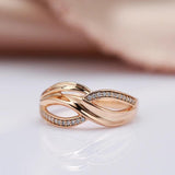 New Unique Creative Rolled 14K Rose Gold Micro-wax Inlay AAA Zircon Diamond Geometry Cross Rings - Modern Jewelry