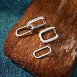 Trendy 14KGP Moissanite Diamonds 0.3CT D Color Paperclip Link Silver Huggie Hoop Earrings Fine Jewellery - The Jewellery Supermarket