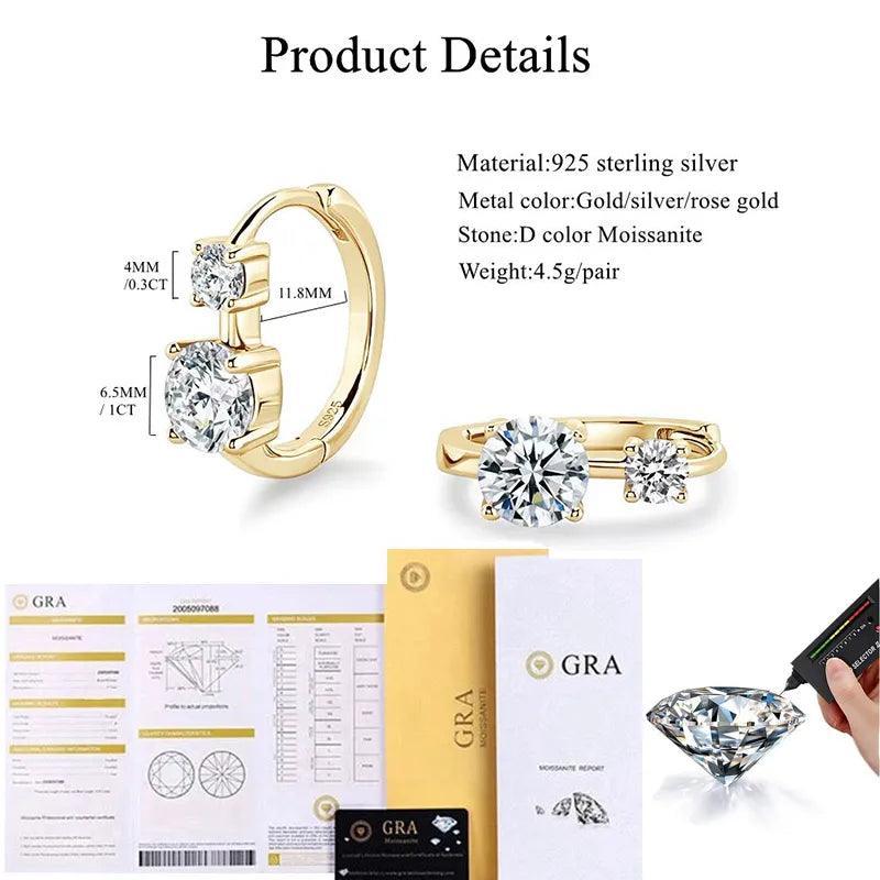 Stunning Luxury D Colour 1 Carat Moissanite Diamonds Earrings - Silver Hoop Earrings For Women Fine Jewellery - The Jewellery Supermarket
