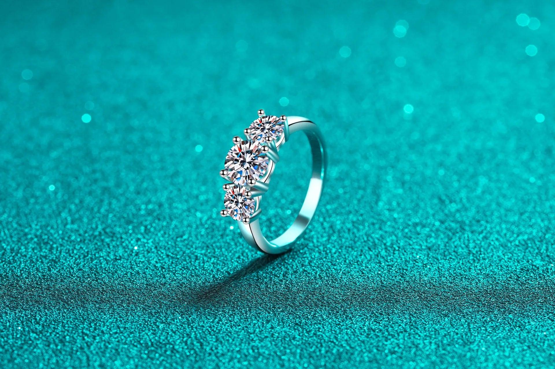 Super 18KGP Sterling Silver Moissanite Diamonds Rings for Women,  European and American Fashion style Fine Jewellery