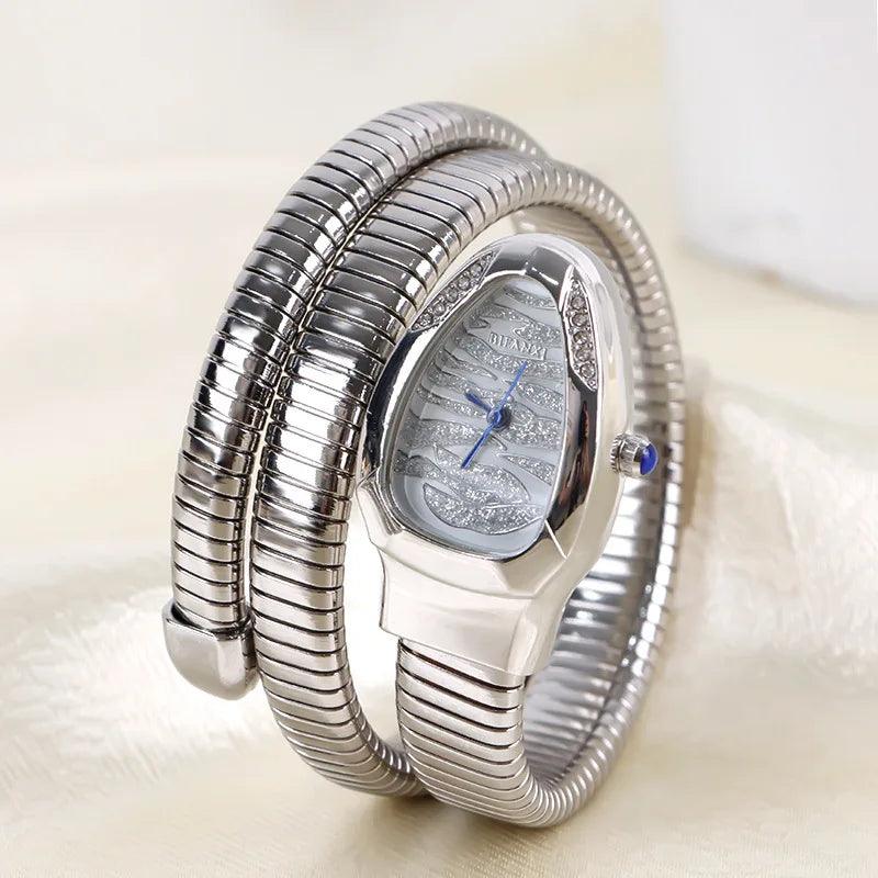 New Top Creative Design Pattern Dial  Snake Shape Quartz Ladies Watches - Fashion Unique Strap Waterproof Wristwatch