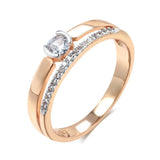 Luxury AAA Zircon Diamonds 14K Rolled Rose Gold and Silver Color Mix Setting Slim Design Daily Jewellery Rings