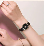 New Arrival Elegant Fashion Leather Square Rose Gold Tone Women Watches 24mm Mini Dial 3Bar Quartz Movement Watches