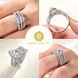 Amazing Marquise or Emerald Cut AAAAA Quality High Carbon Lab Created Diamond Luxury Ring Sets for Women - The Jewellery Supermarket
