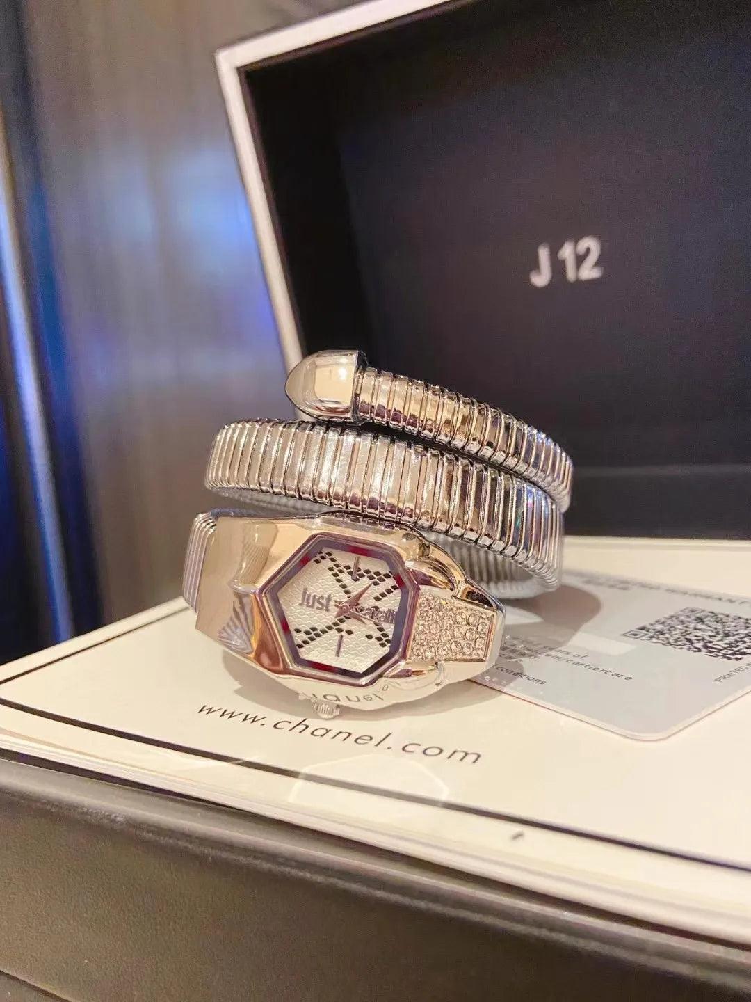 Cavalli Brand Fashion Snake Head Casual High-end Steel Quartz Zircon Diamonds Snake Shape Ladies Watches