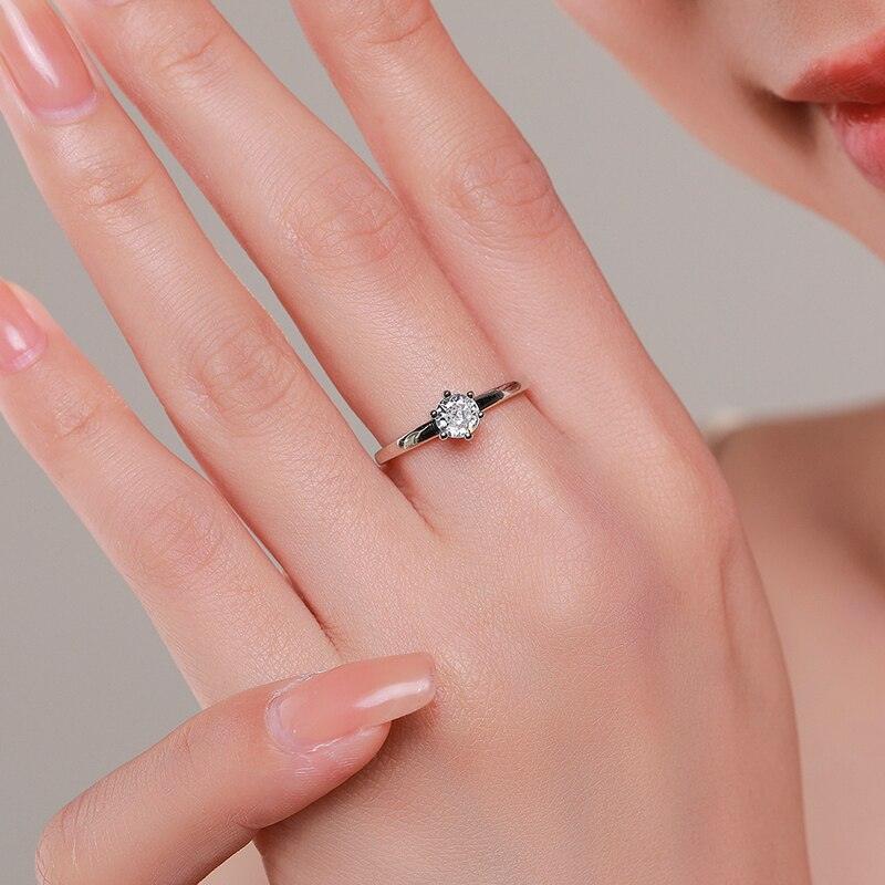 Authentic Sterling Silver Charm Simple Round Clear AAAA Simulated Diamond Rings - Fine Statement Jewellery - The Jewellery Supermarket
