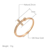 Popular Filled 14K Rose Gold Shiny AAA Zircon Diamonds Faith Cross Rings for Women - High Quality Fine Jewellery