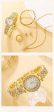 New 6PCS Set Luxury Necklace Earring Rhinestone Fashion Casual Ladies Bracelet Set Watches for Women - - The Jewellery Supermarket