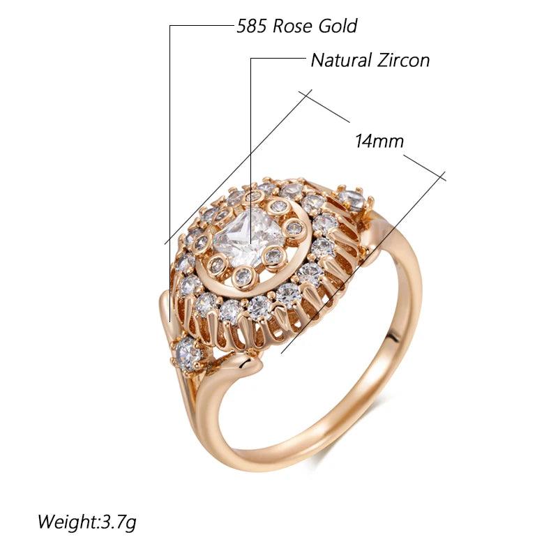 Unique Fashion Crystal Flower 14K Filled Rose Gold With Shiny AAA+ Zircon Crystal Ring - Daily Vintage Jewellery
