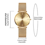 New Gold Colour Design Dial Quartz Movement Ladies Wristwatches Stainless Steel Mesh Ultra thin Waterproof Watches
