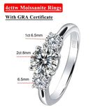 Awesome 2/4ct D Colour Moissanite Diamonds Row Rings Sparkling S925 Silver 18KGP Wedding Engagement Bridal Jewellery