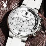 PLAYBOY Top Brand  New Original Fashion High Quality Silicone Strap Multifunction Quartz Watch for Men