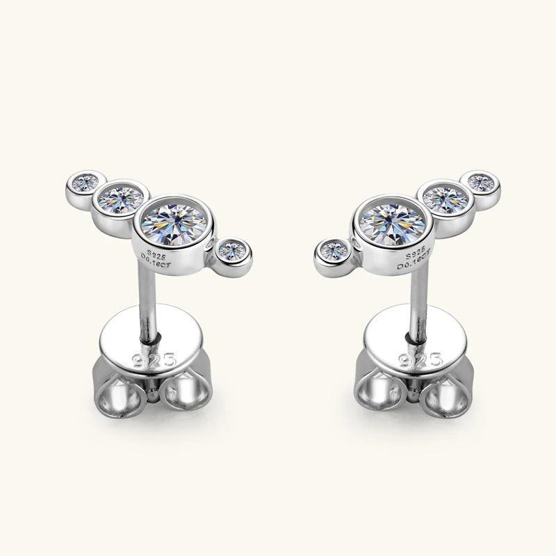 Excellent Single Row Four Bezel  D-Colour VVS1 Moissanite Diamonds Earrings For Women Silver Daily Fine Jewellery - The Jewellery Supermarket