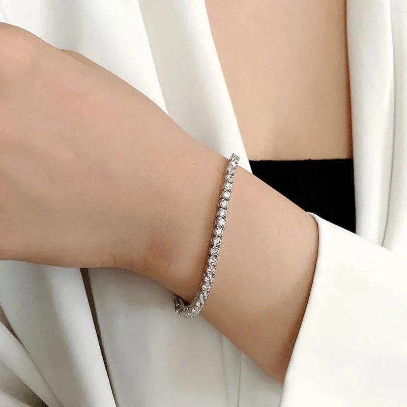 Sparkling 0.1ct 3mm D VVS1 Moissanite Diamonds Bracelet with GRA -  Sterling Silver Wedding Party Fine Jewellery - The Jewellery Supermarket