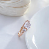 Dazzling Square AAA Zircon Crystals 14K Rolled Rose Gold Ring for Women - High Quality Daily Fine Jewellery