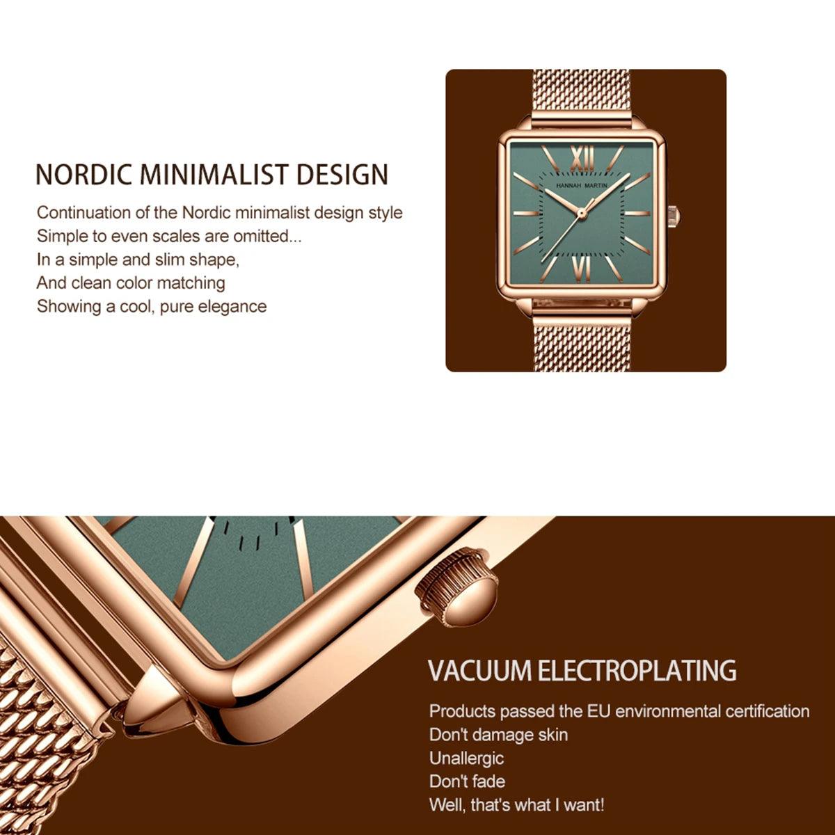 Top Brand Elegant Quartz Movement Stainless Steel Wristwatch 3ATM Waterproof Fashion Original Mesh Women Watches
