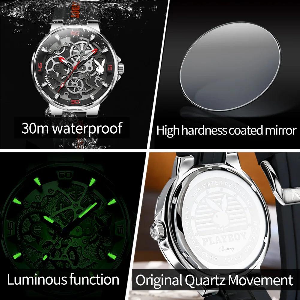 Luxury Brand Casual Fashion Luxury Quartz Watch for Men Luminous Waterproof New Silicone Strap Wristwatch