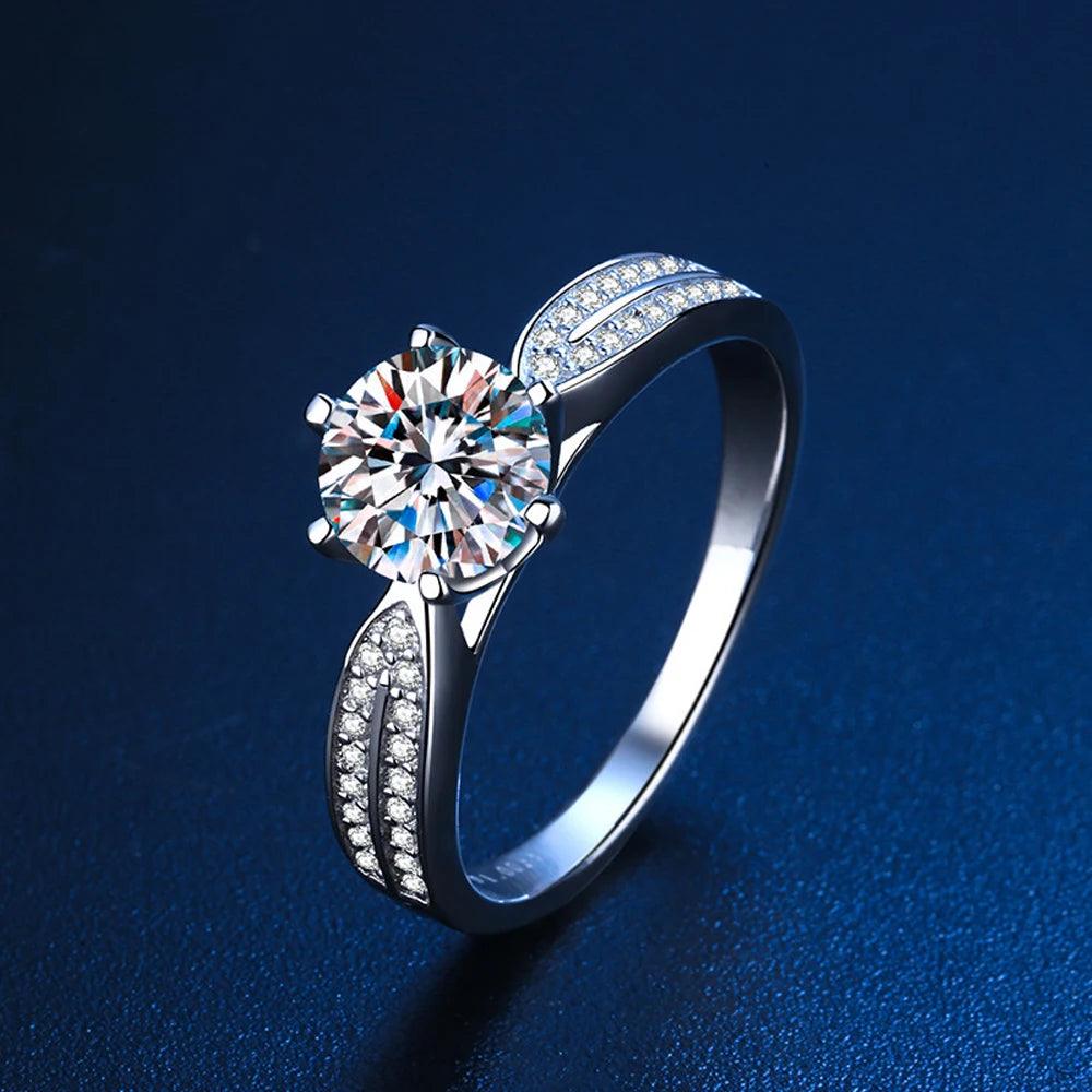 1/2/3ct Moissanite D VVS1 Lab Diamond 925 Sterling Silver Engagement Wedding for Women Rings with GRA Fine Jewellery