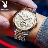 PLAYBOY Luxury Top Brand Fashion Automatic Mechanical Stainless Steel Waterproof Business Men's Watches for Men
