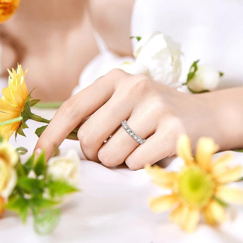 Luxury 3mm 0.1CT 5mm 0.5CT Moissanite Diamonds Eternity Rings - Silver Wedding Engagement Fine Jewellery - The Jewellery Supermarket