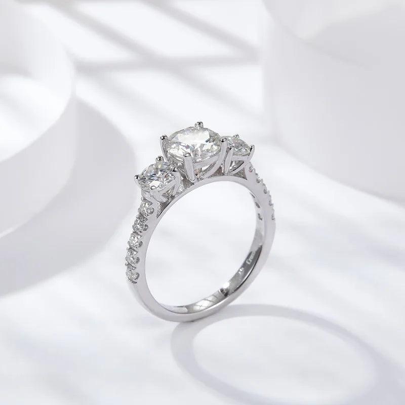 Wonderful 5 Stones Sparkling 18KGP 3.6CT All Moissanite Diamonds Rings Wedding Engagement Sterling Silver Jewellery