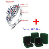 Superb 3CT 3 Stones Moissanite Diamonds Rings for Women 18KGP Wedding Engagement Bridal Sterling Silver Jewellery