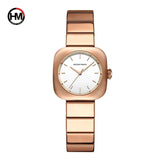 Elegant Minimalist Rose Gold Plated Elliptic Women's Watches,  Square Japanese Movement Casual Fashion Wristwatches