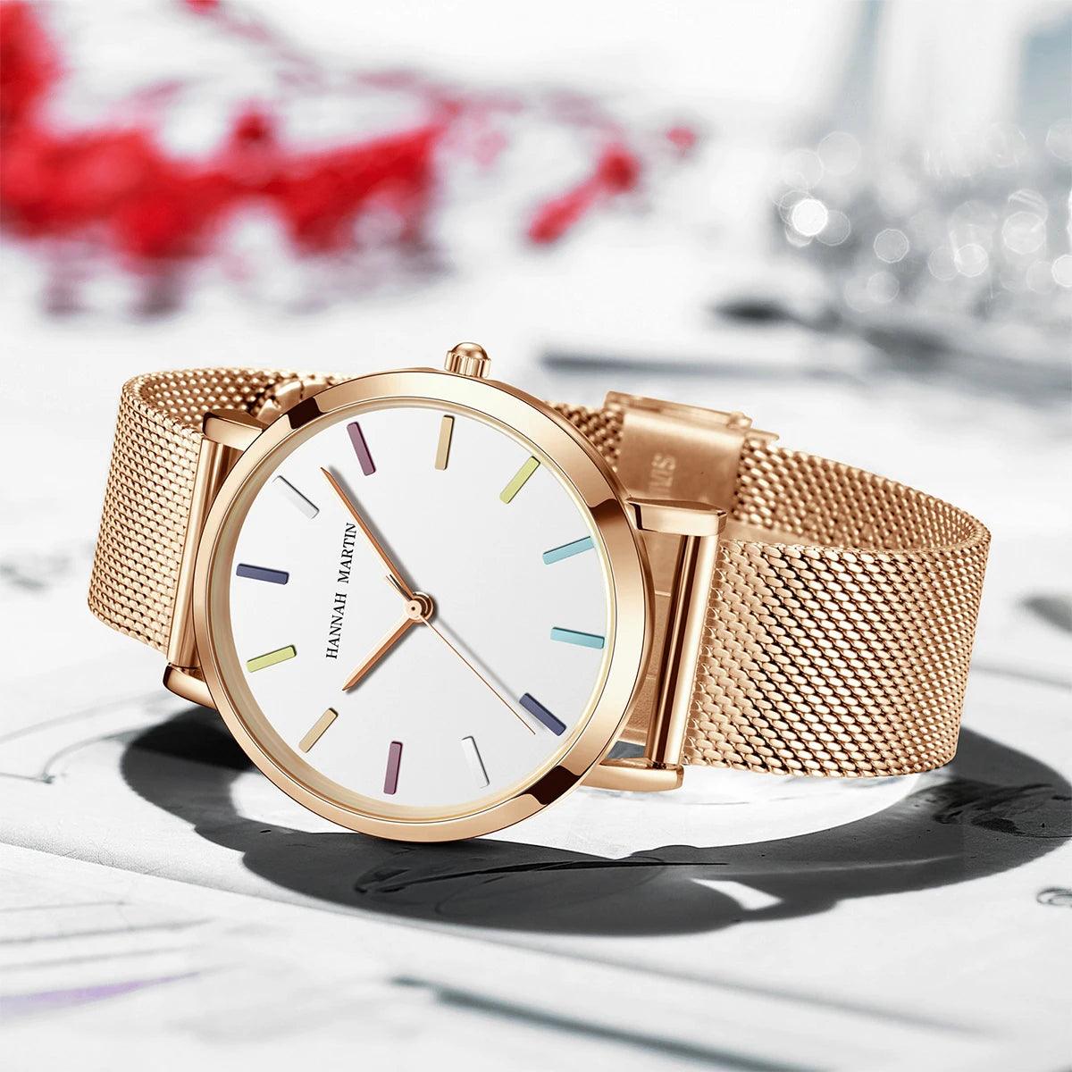 Top Brand Elegant Bohemian Style Women Watches  Simple Stainless Steel Mesh Strap Quartz Fashion Bracelet Watches