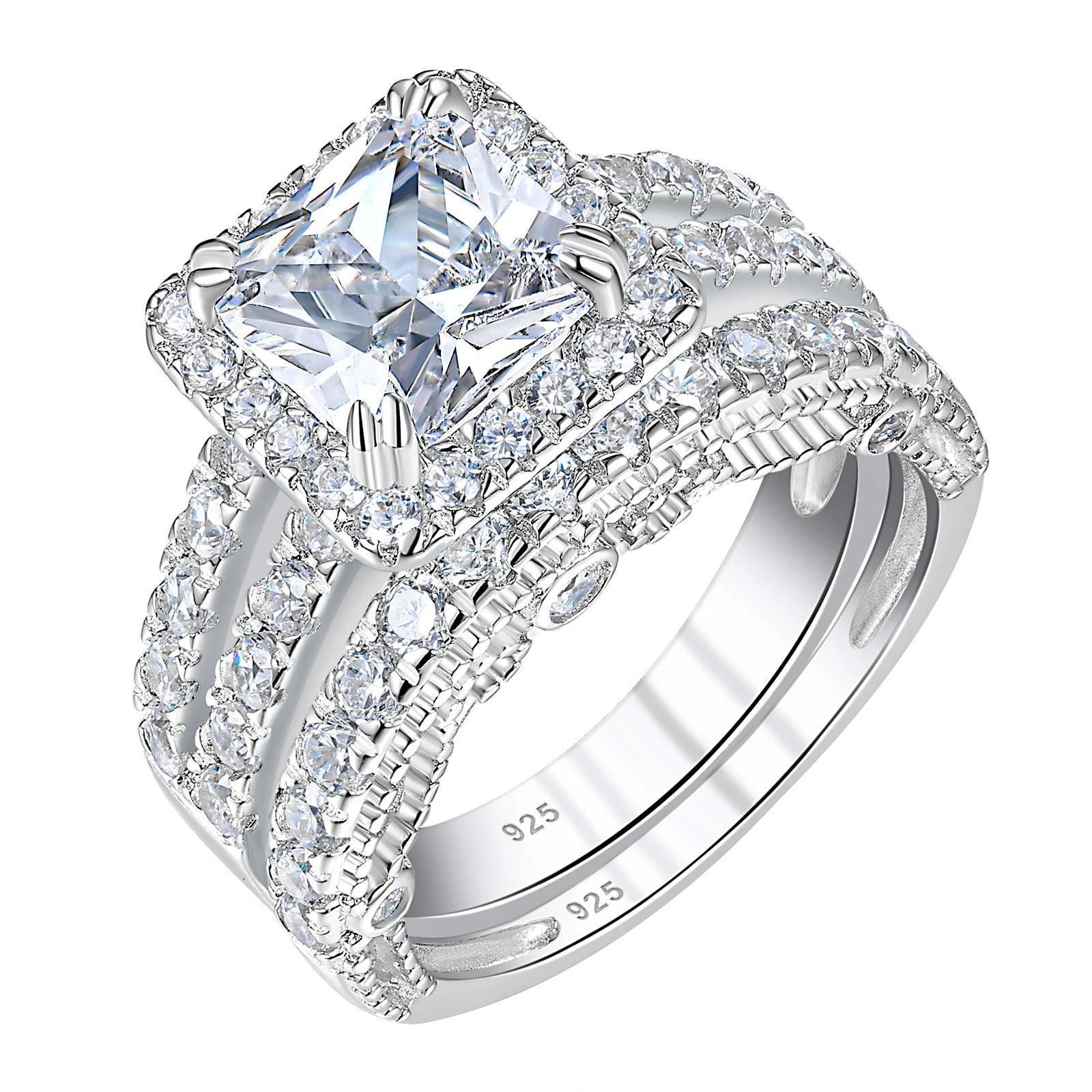 Amazing Marquise or Emerald Cut AAAAA Quality High Carbon Lab Created Diamond Luxury Ring Sets for Women - The Jewellery Supermarket