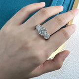 Superb 3 Stones D Colour VVS 5CT Moissanite Diamond Rings For Women Engagement Wedding Silver Certified Jewellery