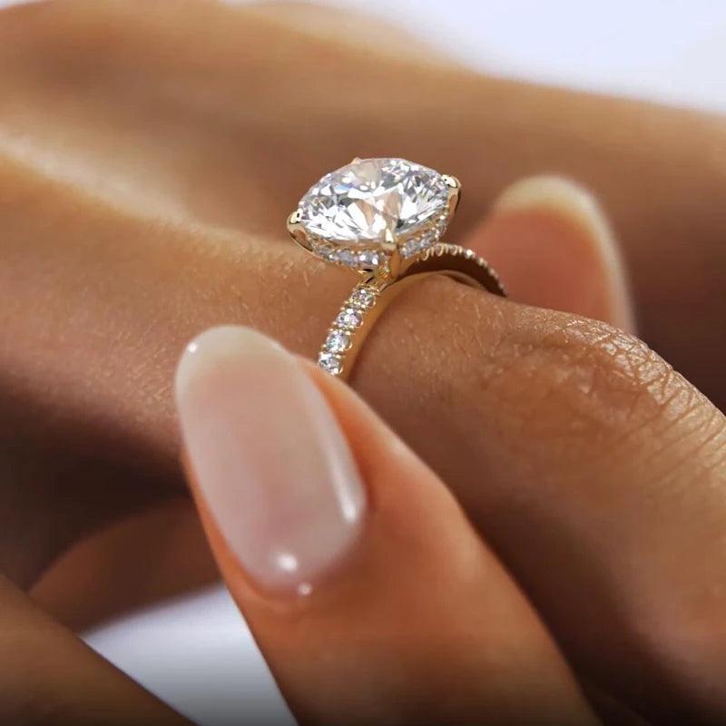 Certified 2CT Moissanite Diamond Solitaire Ring Sparkling Engagement Wedding Rings s925 Silver Wedding Jewellery