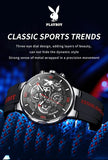 PLAYBOY Casual Quartz Luxury Sports Luminous Waterproof Fashion High-end Silicone Strap Men's Wristwatch