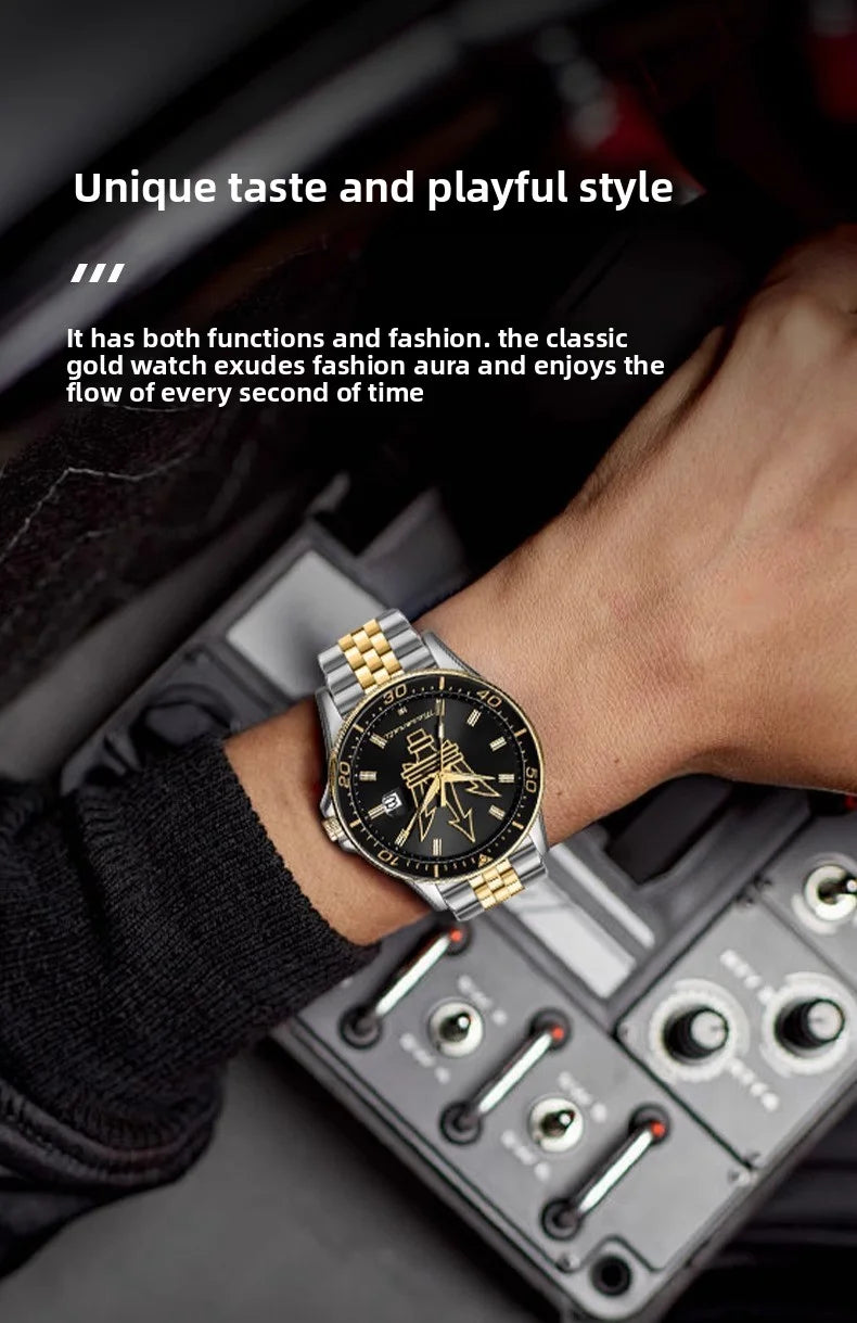 Luxury Maserati Watches Men's Luxury Fashion Trends in Europe and America Luminous Gold Steel Strap. Ideal Present