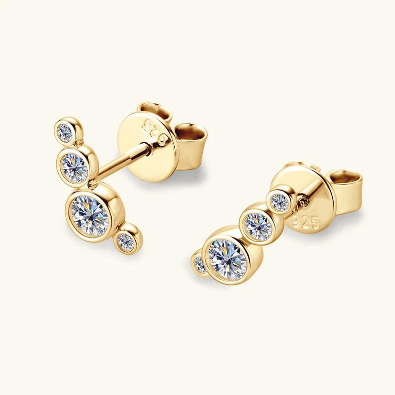Excellent Single Row Four Bezel  D-Colour VVS1 Moissanite Diamonds Earrings For Women Silver Daily Fine Jewellery - The Jewellery Supermarket