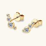 Excellent Single Row Four Bezel  D-Colour VVS1 Moissanite Diamonds Earrings For Women Silver Daily Fine Jewellery - The Jewellery Supermarket