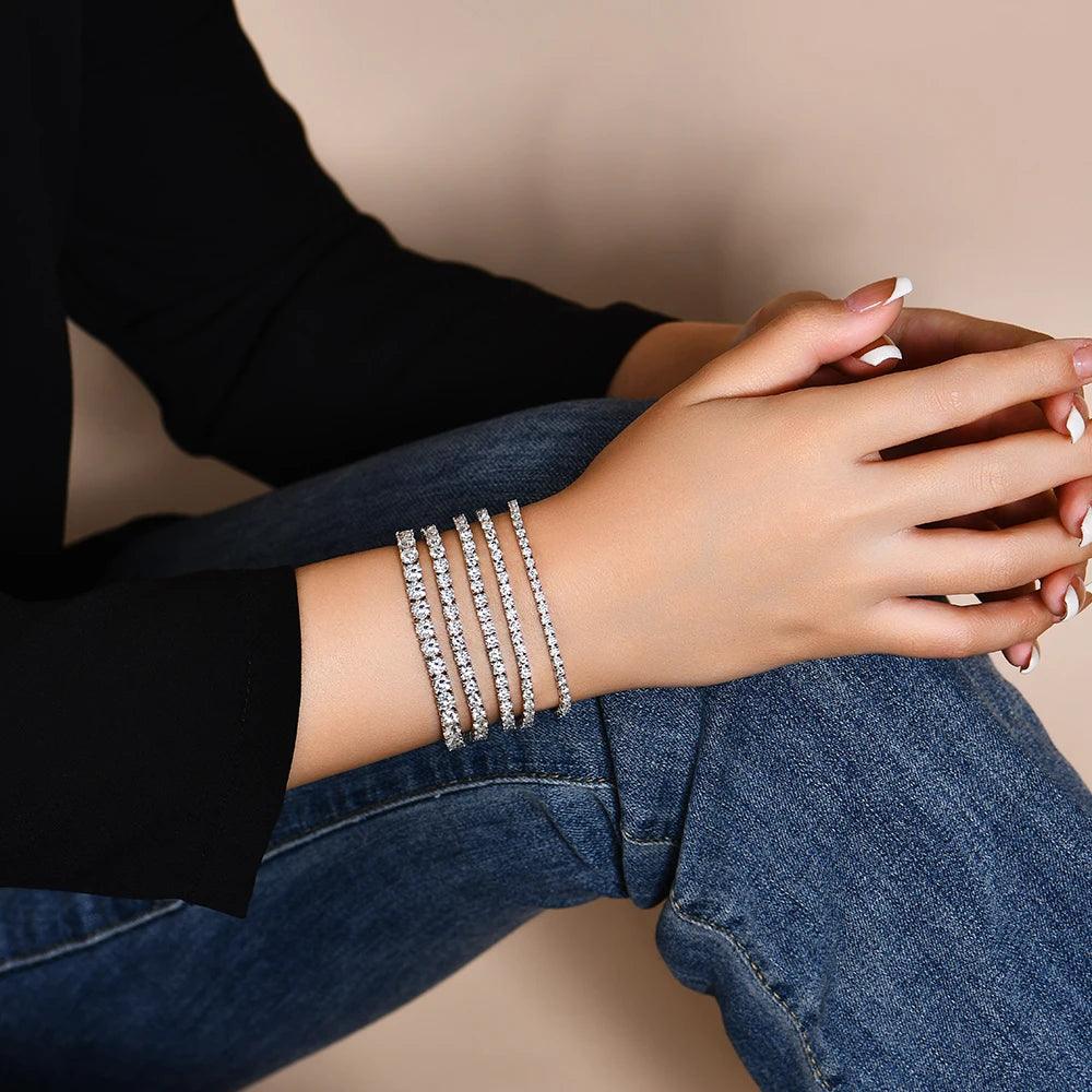 Amazing D Colour Pass Diamond Tester Round Cut 18K WGP 925 Silver Moissanite Diamonds Tennis Bracelets for Women - The Jewellery Supermarket